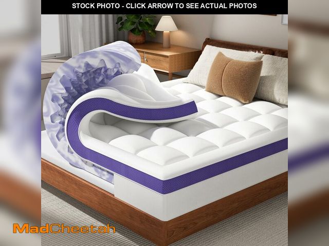 Lot 74-13709352 - ChiXpace Dual Layer 4 Inch Memory Foam Mattress Topper Queen - 2 Inch Gel Memory Foam and 2 Inch Pil...