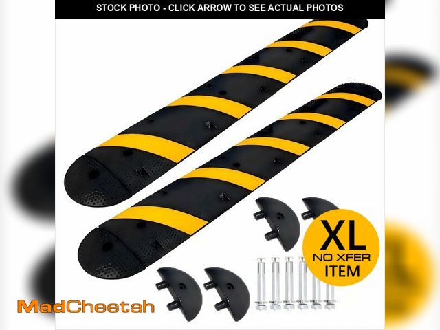 Lot 74-13072543 - EliteEdge 6FT Rubber Speed Bumps (2 Pack), 66000 LB Capacity Heavy-Duty Speed Humps with 4 Terminals...