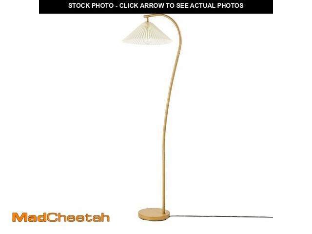 Lot 74-13786064 - Globe Electric x Novogratz 61000043 62" Floor Lamp, Wood Toned, White Pleated Shade, Pivot Joint on ...