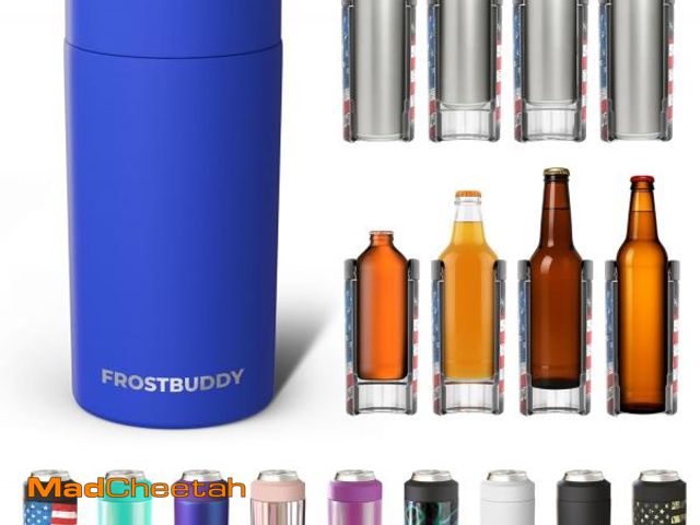 Lot 74-12326468 - Frost Buddy Universal Can Cooler - Fits All - For Regular 12 &amp; 16 oz or Slim-Size Bottles - Insu...