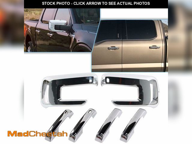 Lot 74-14378102 - AUCERAMIC Chrome Mirror Caps Fit for Ford F150 2021 2022 2023 2024 2025 Mirror Cover + Door Handle C...