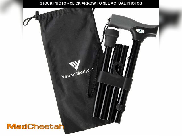 Lot 74-13714924 - FSA/HSA Eligible, Vaunn Medical Easy Grip Height Adjustable Folding Cane/Walking Stick with Strap/Po...