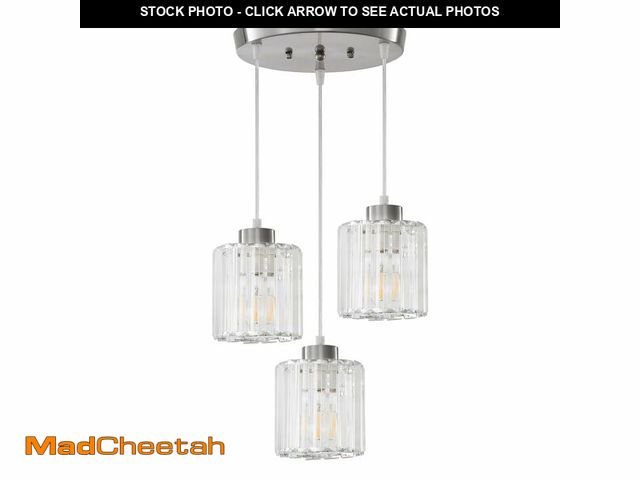 Lot 74-14213077 - ROCUNSI Brushed Nickel 3-Light Pendant Light Fixture, Anti-Rust Dining Room Hanging Lights, Kitchen ...