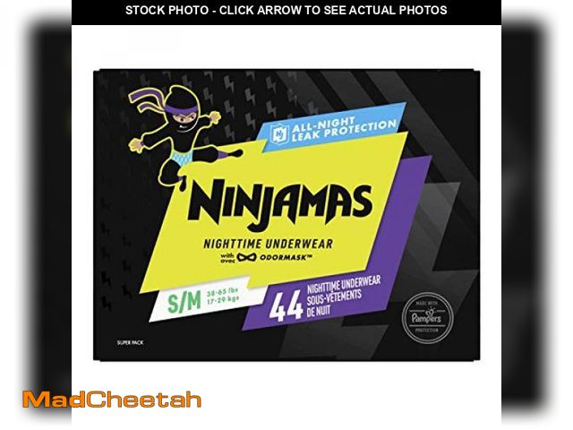Lot 74-12367707 - Ninjamas Boys Bedwetting Nighttime Underwear, Size S/M (38-70 lbs), 44 Count, Overnight Protection, ...