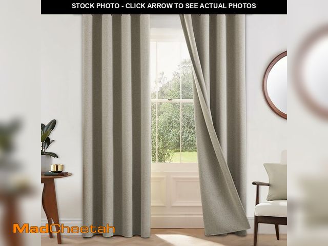 Lot 74-14146199 - COSVIYA 100% Blackout Natural Linen Curtains &amp; Drapes 84 Inch Length 2 Panels Set, Full Room Dar...