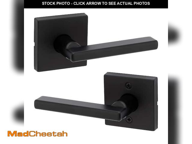 Lot 74-13776009 - kwikset Halifax Square Matte Black Hall/Closet Passage Door Handle (set of 6) - UNUSED