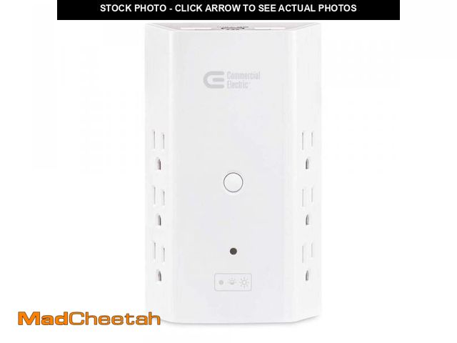 Lot 74-11825573 - Commercial Electric 6-Outlet Surge Protector with 2 USB-A and 1 USB-C Wall Tap with Night Light - UN...