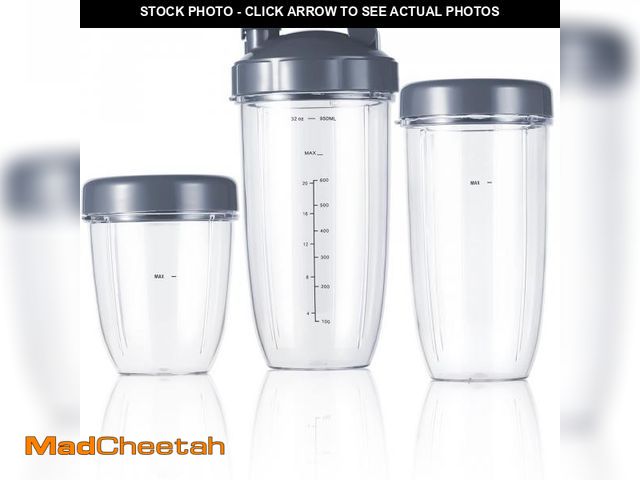 Lot 74-12118970 - NutriBullet Replacement Cup Kit - Short (18oz), Tall (24oz), Colossal (32oz) with Flip-Top &amp; Sta...