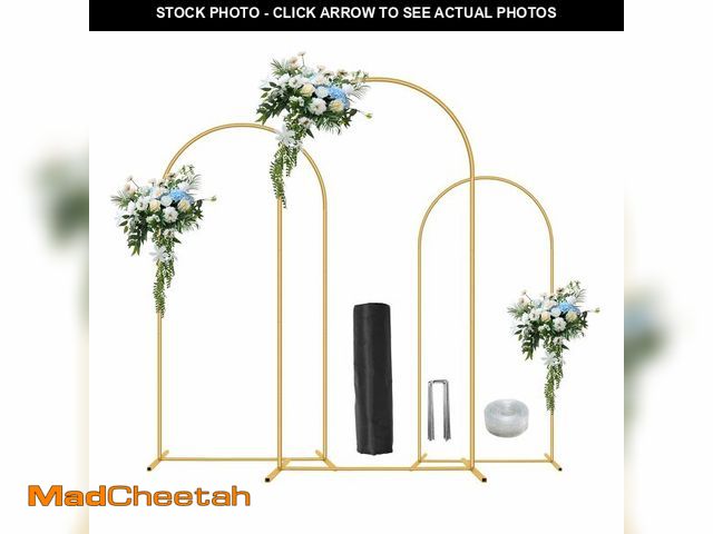 Lot 74-13952286 - Metal Arch Backdrop Stand Set of 3(6 ft, 5 ft, 4 ft) Party Arch Stands for Valentines Day, Wedding, ...