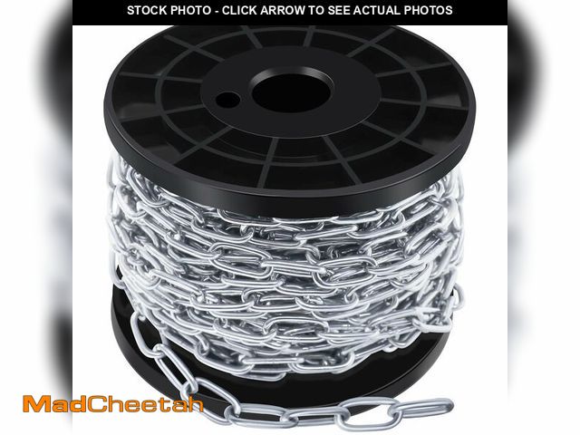 Lot 74-14205566 - 50 ft 1/12" Stainless Steel Hanging Chain Metal Chain Link Light Duty Chain Utility Chain Jack Chain...