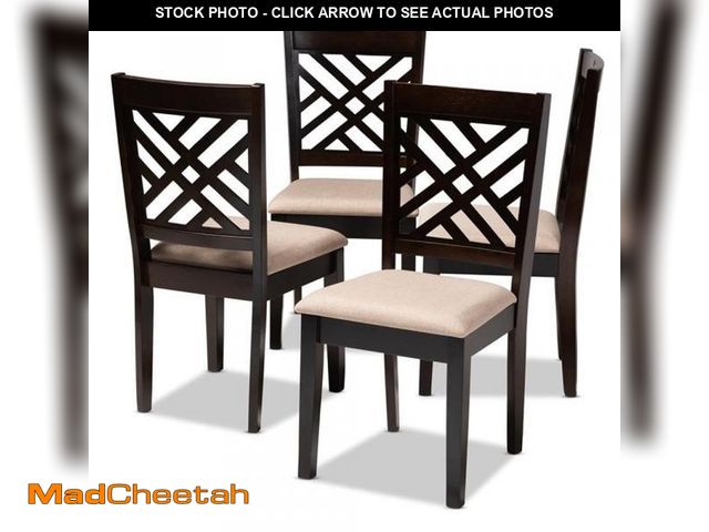 Lot 74-12395032 - Baxton Studio Caron Contemporary Fabric Dining Chair, Sand Brown and Espresso, 4/Pack (153-4P-9401-H...