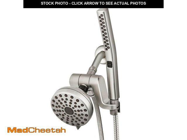Lot 74-13002586 - Waterpik 12-spray 5 in. High PressureDual Shower Head and Handheld Shower Head in Brushed Nickel - U...