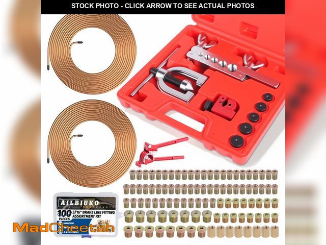 Lot 74-14264236 - Ailbiuko 3/16" Brake Line Repair Kit, Double &amp; Single Brake Line Flaring Tool Kit + 2 Set 25ft 3...