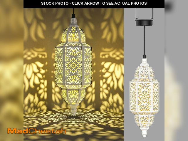 Lot 74-14590536 - Twinkya Hanging Solar Lights Outdoor Garden Decorative Solar Lantern Waterproof Metal Moroccan Outdo...