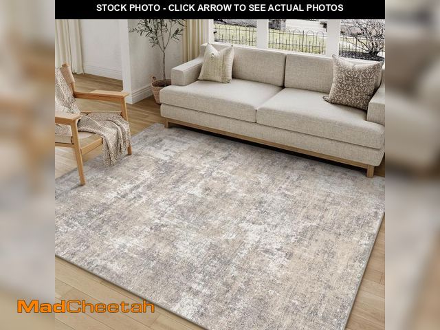 Lot 74-12143827 - PureCozy Machine Washable Area Rug 5x7 Beige Gray Large Living Room Indoor Accent Rug Neutral Modern...