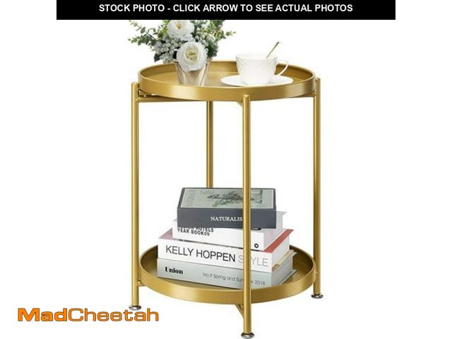 Lot 74-12166652 - Danpinera 2 Tier Side Table with Removable Tray Round End Table Small Outdoor Patio Accent Table for...