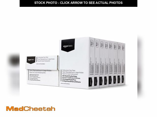 Lot 74-12694772 - Basics Multipurpose Copy Printer Paper, 20 lb, 8.5 x 11 Inches, 8 Reams (4,000 Sheets), 92 Bright, W...