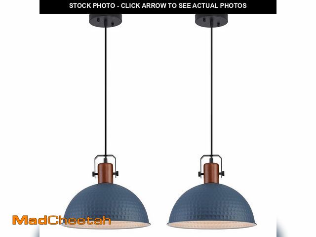 Lot 74-14264315 - ALAISLYC 12 Inch Blue Pendant Lights Hammered Matte Pendant Lights for Kitchen Island Industrial Far...
