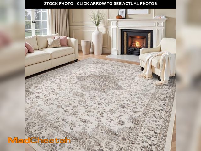 Lot 74-12512841 - SIXHOME 9x12 Feet Washable Non-Slip Area Rug - Traditional Distressed Vintage Brown Rug with Retro F...