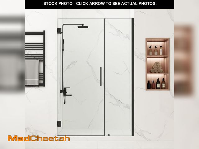 Lot 74-12484419 - Bathlink 47-48" W x 76" H Frameless Pivot Shower Door, Pivot Swing Shower Door with Clear Tempered G...