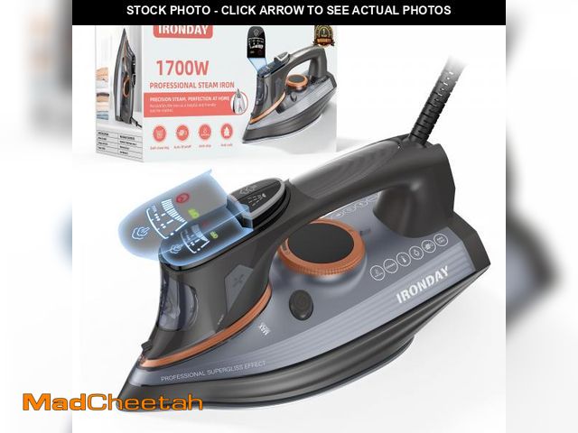Lot 74-12308257 - IRONDAY Steam Iron for Clothes with LCD Screen, 1700W Iron Non-Stick Ceramic Soleplate, Auto Shutoff...