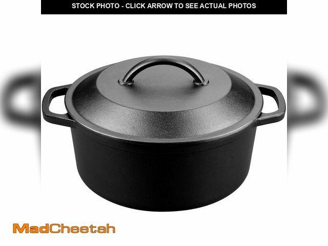 Lot 74-13550030 - VORRINGARD Pre-Seasoned Cast Iron Dutch Oven with Lid, Round and Dual Handles, for Stovetop, Camping...