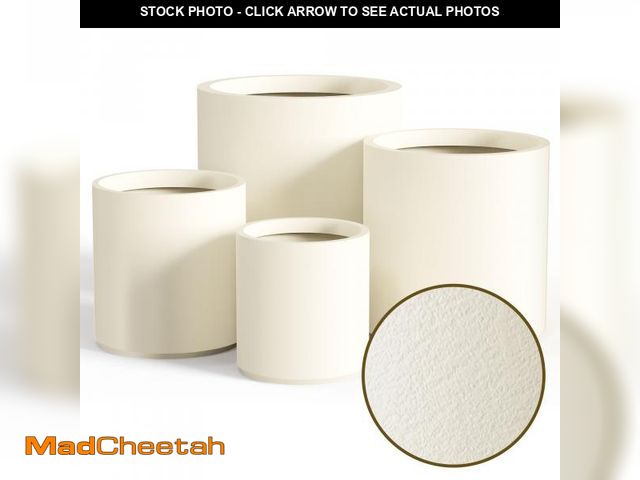 Lot 74-12514473 - FOUKUS 6.9",8.7",10.6",13.4" Dia Round Concrete-like Plastic Planter Set of 4, Modern Style Large Cy...