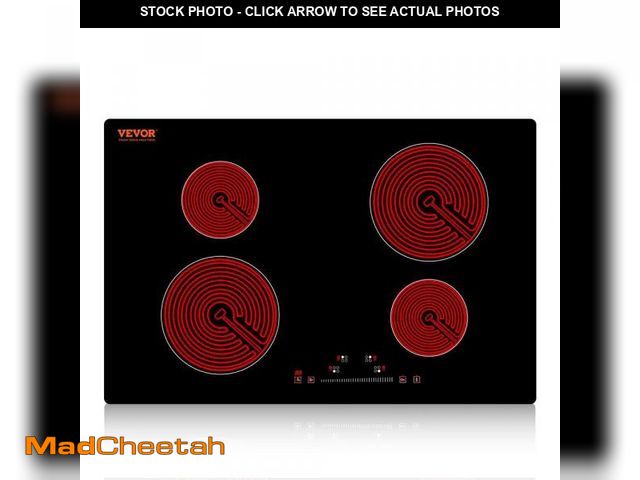 Lot 74-12472051 - VEVOR Built in Electric Stove Top 24 in. 4 Burners Glass Radiant Cooktop with Sensor Touch Control, ...