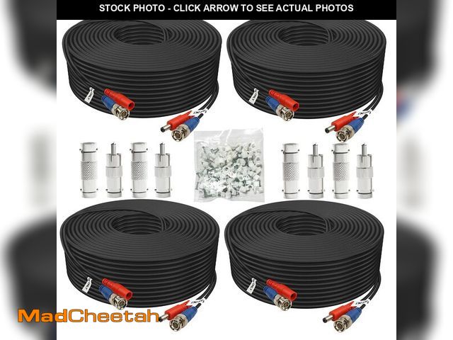 Lot 74-12710075 - BNC Cable 200ft 4 Pack Aimyzii BNC Video Power Cable,Security Camera Cable for CCTV Camera DVR Secur...