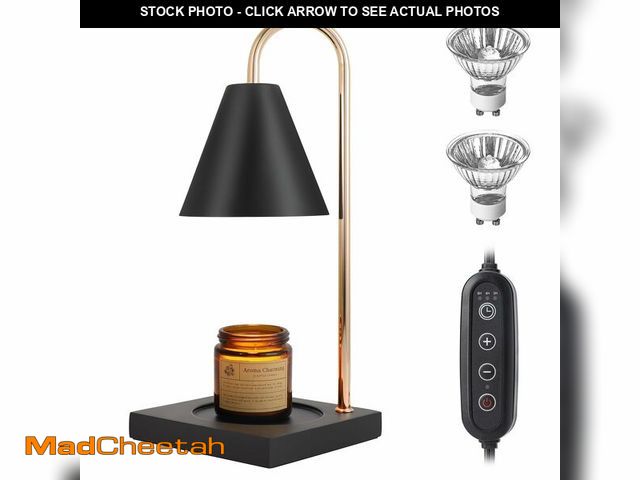 Lot 74-12700384 - Erumpere Dimmable Candle Warmer with Timer - Black Nightstand Lamp for Bedroom (2 Wax Warmer Bulbs) ...