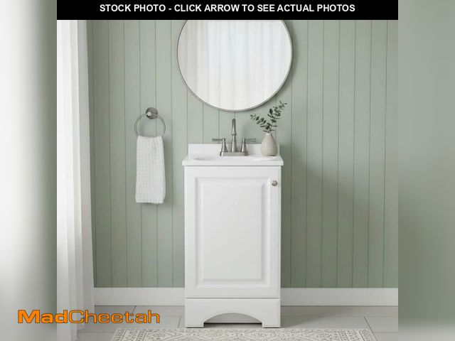 Lot 74-13769393 - Glacier Bay 19 in. Single Sink White Bath Vanity with White Cultured Marble Top (Assembled) - UNUSED