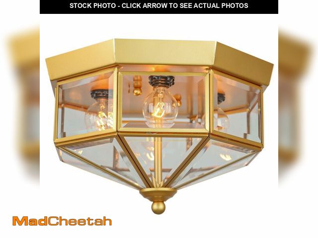 Lot 74-14210249 - Kalium Flush Mount Outdoor Ceiling Light Fixture, 4 Light Exterior Porch Ceiling Lights with Clear G...