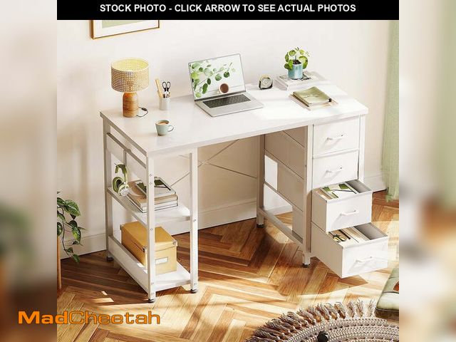 Lot 74-12891453 - Casacomoda Computer Desk with Drawers &amp; Storage Shelves, 40 Inch Corner Desk for Home Office Bed...