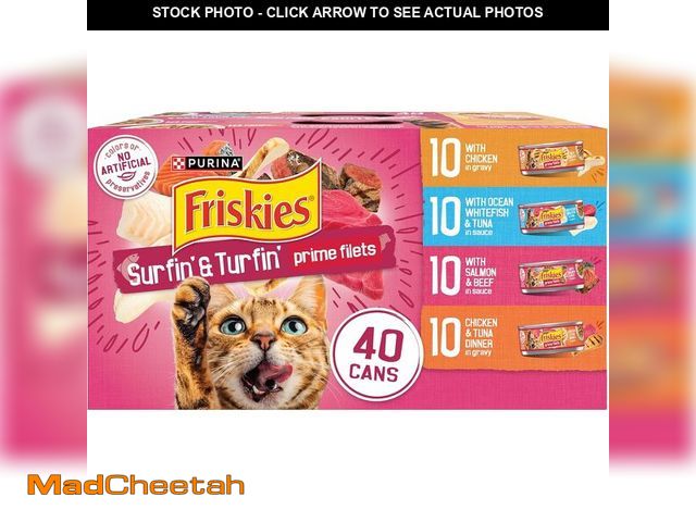Lot 74-14582076 - Purina Friskies Prime Filets Cat Food Variety Pack, 40 Pack 5.5 oz Cans BEST BY 03/28 - UNUSED