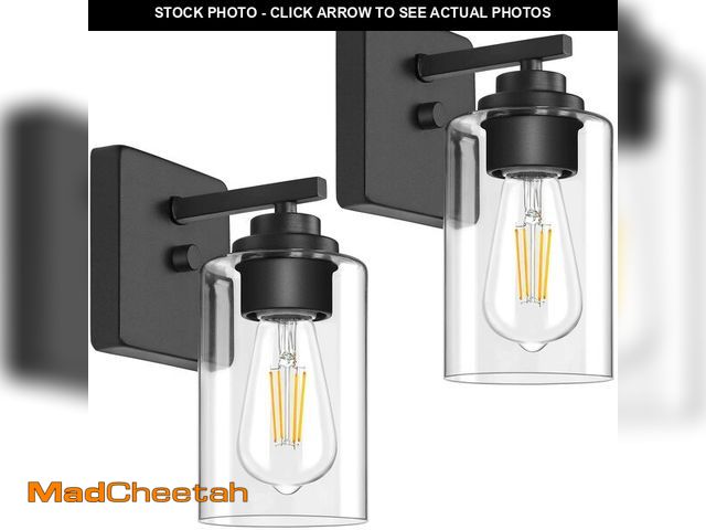 Lot 74-12705623 - Set of 2 Wall Sconces for Bathroom, Modern Vanity Light Fixtures, Matte Black Wall Mount Lighting La...