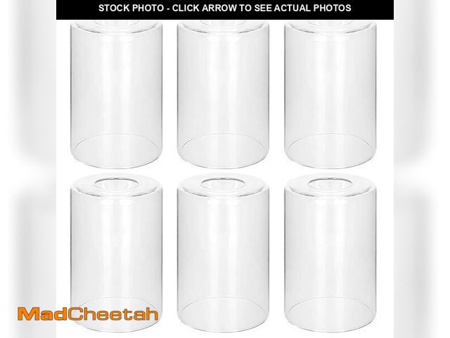 Lot 74-12708675 - 6 Pack Clear Glass Shades Replacement,5.51in Height,3.94in Diameter,1.65in Fitter,High Transmittance...