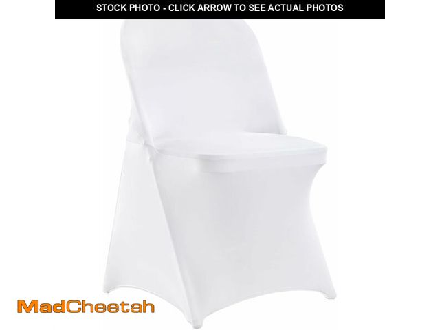 Lot 74-13583579 - VEVOR 30 PCS White Folding Chair Covers - Ideal for Weddings, Parties, Dining, and Banquets - Univer...