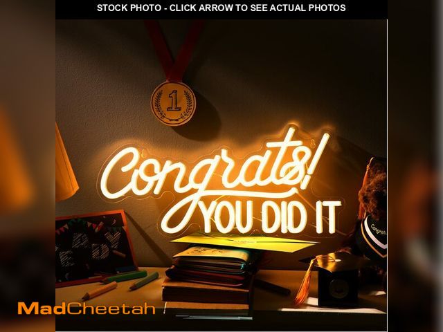 Lot 74-14207526 - Congrats Grad Neon Sign LED Light Sign Congrats Light up Background Wall Art Decoration for Graduati...