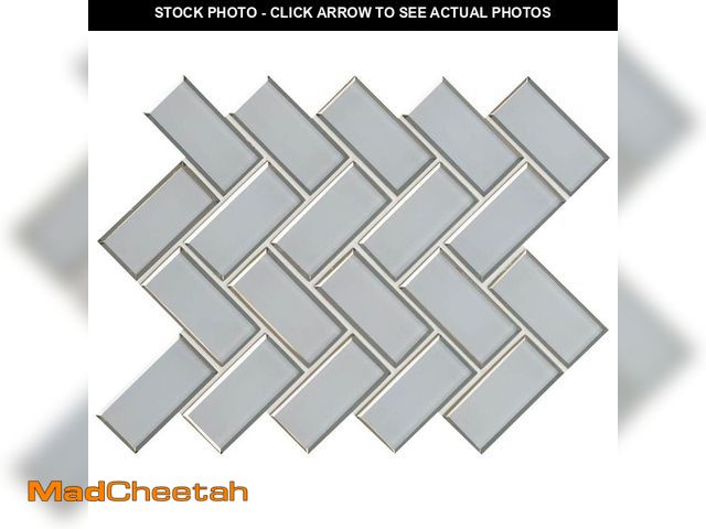 Lot 74-12532754 - MSI Ice Bevel Herringbone 13 in. x 11 in. Glossy Glass Mesh-Mounted Mosaic Tile (10.6 sq. ft. / case...