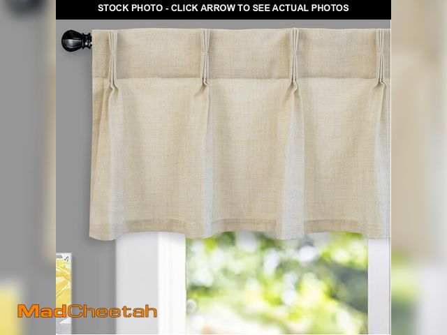 Lot 74-12435322 - DriftAway Pinch Pleat Valance for Kitchen Window Faux Linen Textured Solid Beige Valance for Living ...
