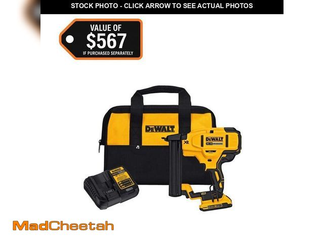 Lot 74-14255342 - DEWALT 20V MAX XR Lithium-Ion Cordless 18-Gauge Narrow Crown Stapler Kit with 2.0Ah Battery, Charger...