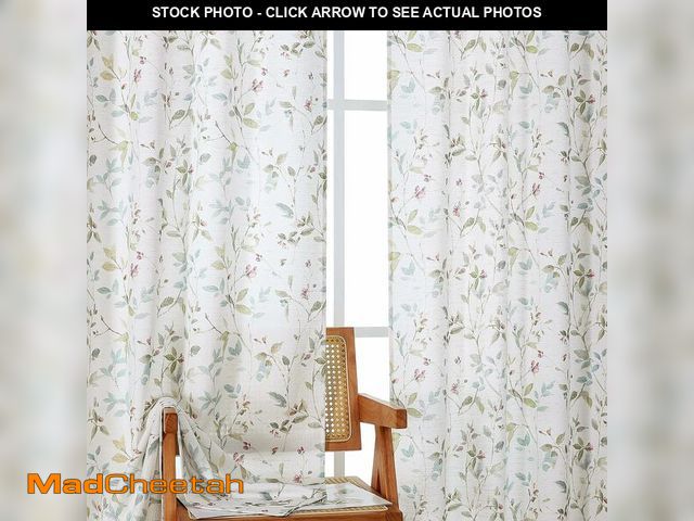 Lot 74-13623273 - Chyhomenyc Roman Linen Blend Curtains 90 Inch Length 2 Panels Set, Light Filtering Floral Curtains P...