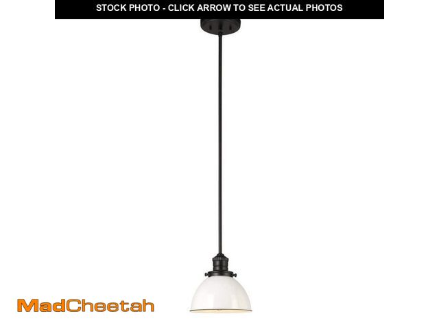 Lot 74-12676874 - Design House Savannah Farmhouse 8 in. Matte Black Pendant Light with White Shade (1-Light) - UNUSED