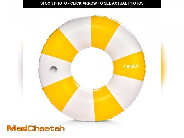 Lot 74-12306854 - FUNBOY Giant Vintage Orange Stripe Inflatable Tube Pool Float with Cup Holder 48" | Large Pool Float...