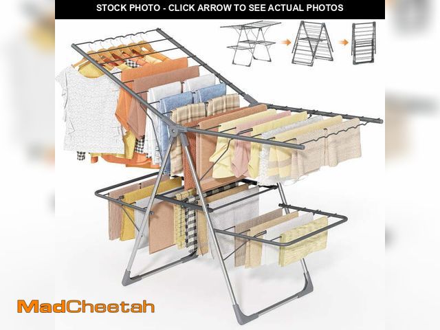 Lot 74-14288422 - Sakugi Clothes Drying Rack, 2-Tier Foldable Laundry Drying Rack for Clothing with 32 Rods, Rustproof...