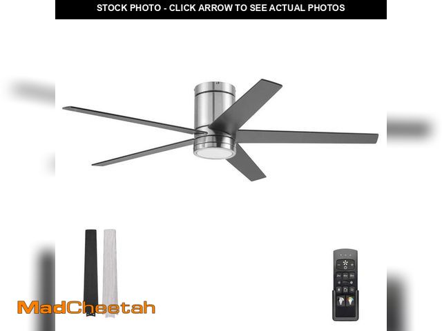 Lot 74-14361533 - Honeywell Graceshire 52 in. Brushed Nickel Flush Mount Standard Color Changing LED Indoor Ceiling Fa...