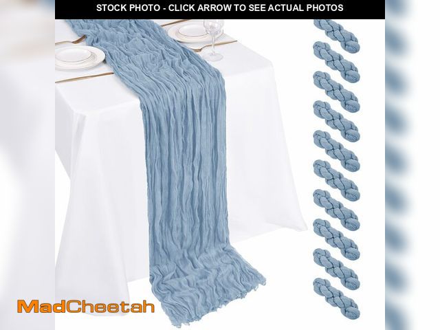 Lot 74-14329622 - 10 Pack Dusty Blue Cheesecloth Table Runner 17x108 Inch Boho Gauze Cheese Cloth Table Runners for We...