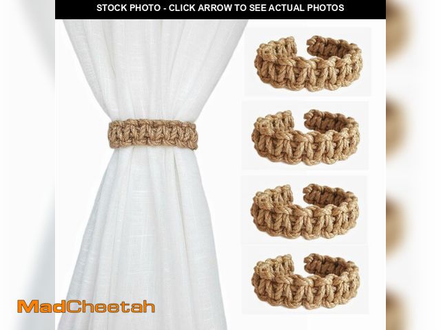 Lot 74-14145524 - Braided Outdoor Curtain Tiebacks for Drapes, Rustic Curtain holdbacks 4 Pack, Handmade Decorative Cu...