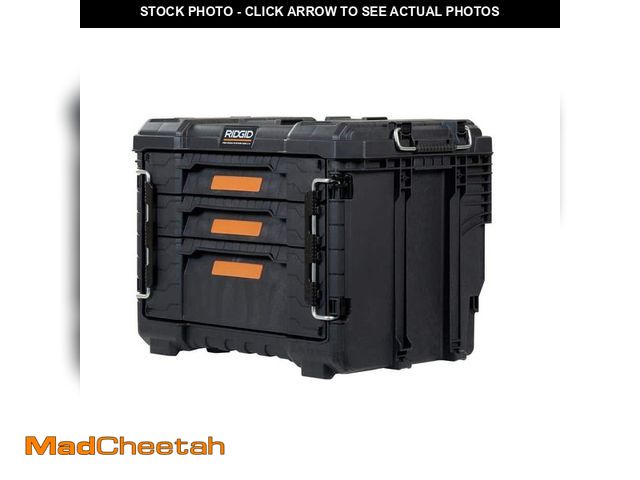 Lot 74-13795785 - RIDGID Pro Gear System Gen 2.0 14.6 in. W Black Resin XL 3 Drawer Durable Hand Tool Box with Divider...