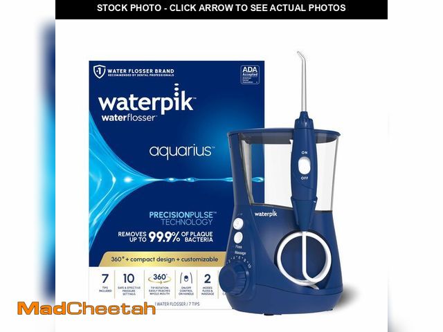 Lot 74-14482518 - Waterpik Aquarius Countertop Water Flosser with 10 Settings, 7 Tips, Blue - UNUSED